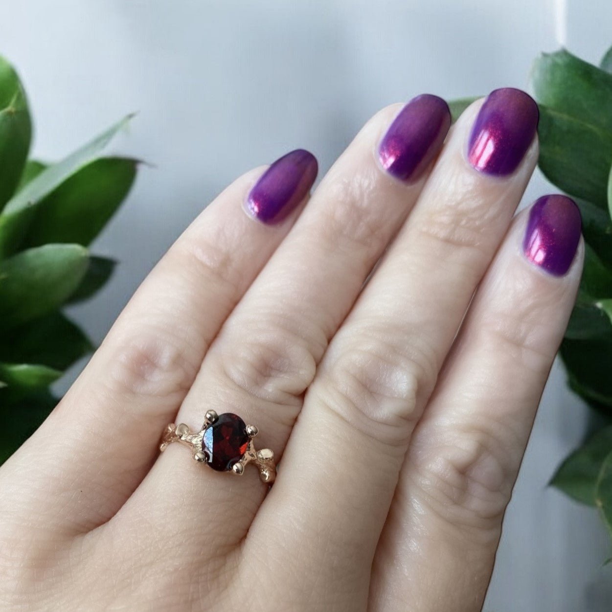 14k Gold Garnet Gemstone Ring - DV Jewelry Designs