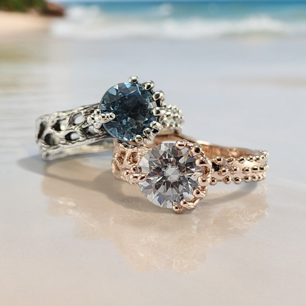 Round Moissanite Beach Style Wedding