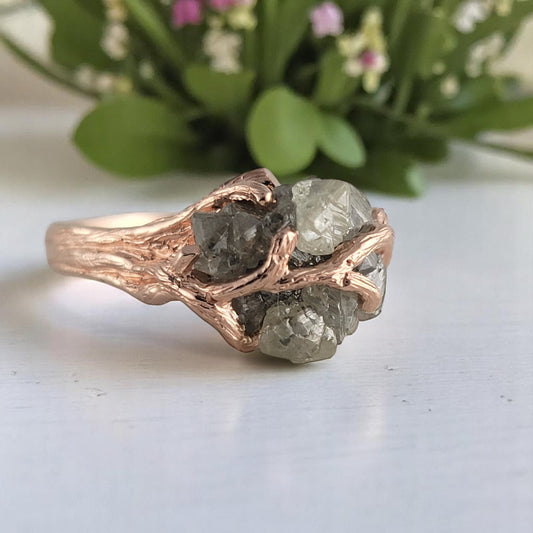 Unique Raw Diamond Engagement Ring – Natural Twig Branch Setting