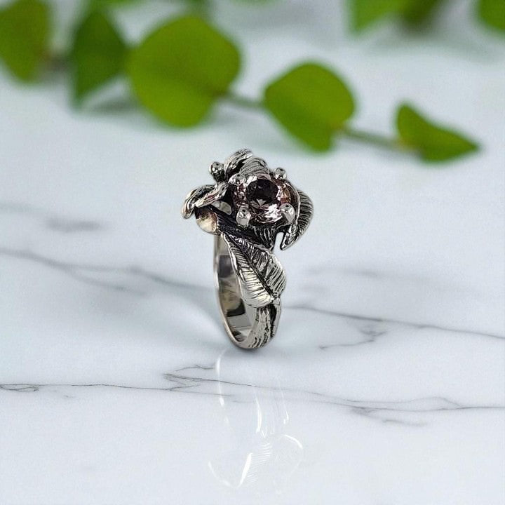 Hibiscus Ring with Pink Morganite