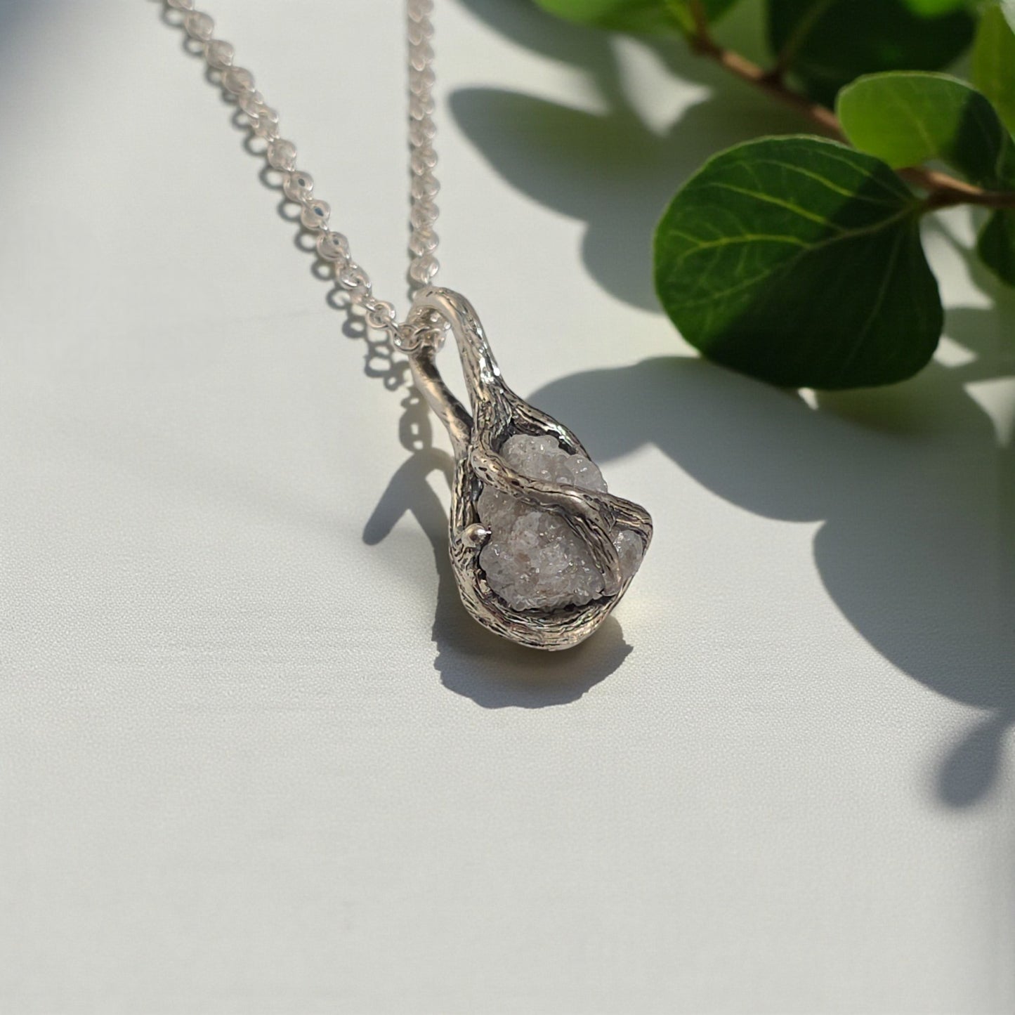 Rough Diamond Twig Pendant Necklace in Solid Gold