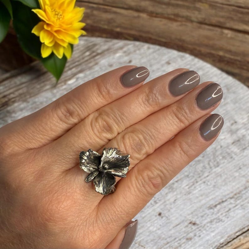 Cattleya Sterling Silver Statement Ring - DV Jewelry Designs