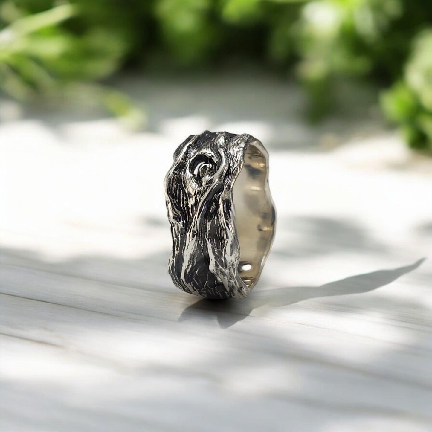 Driftwood Style Wedding Band in Sterling Silver - DV Jewelry Designs