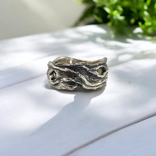 Driftwood Style Wedding Band in Sterling Silver - DV Jewelry Designs