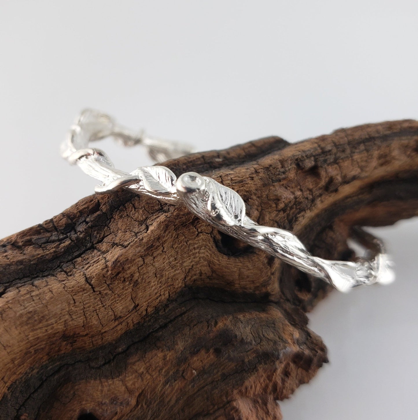 Leaf and Vine Twig Cuff Bracelet in Solid Gold - DV Jewelry Designs