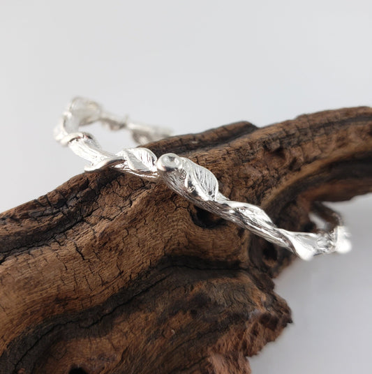 Leaf and Vine Twig Cuff Bracelet in Solid Gold - DV Jewelry Designs