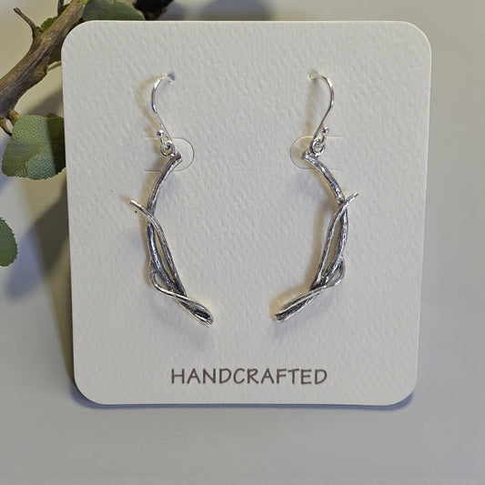 Sterling Silver Twig Dangle Earrings