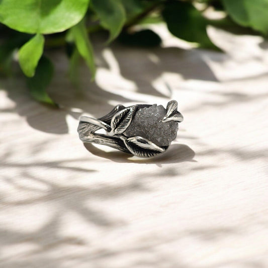 Rough Diamond Hand - sculpted Ring in Sterling Silver - DV Jewelry Designs
