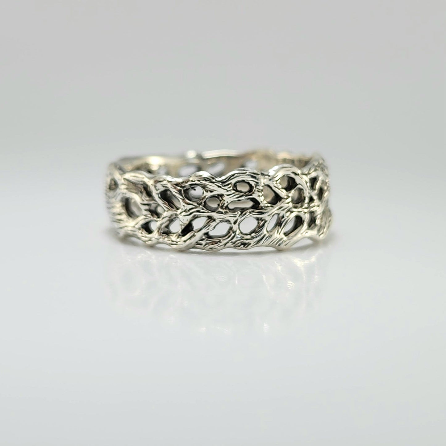 Unisex Ocean and Beach Style Wedding Band - Sea Fan Coral Ring Hand - sculpted by DV Jewelry Designs - DV Jewelry Designs