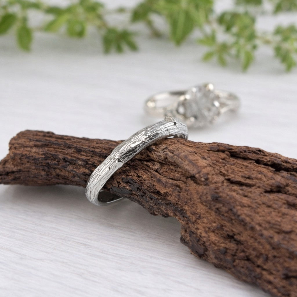 Raw Diamond Twig Style Bridal Set