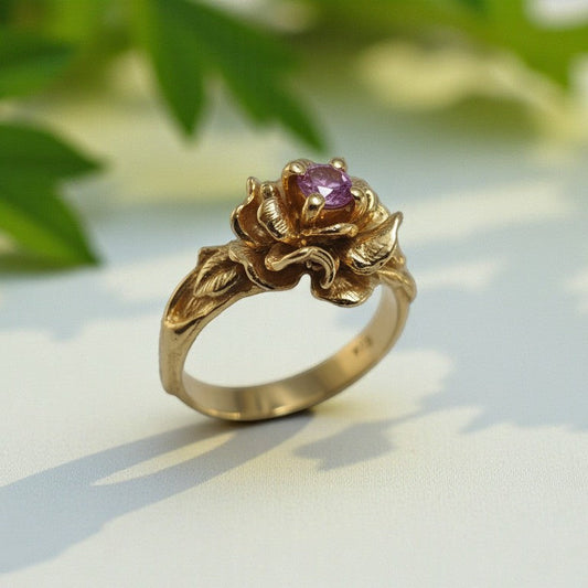 rose gold ring with pink sapphire
