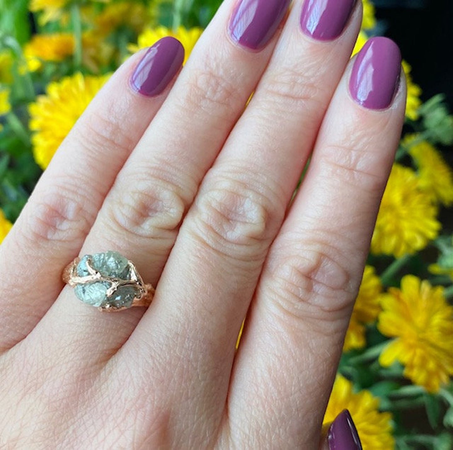 Unique Raw Diamond Engagement Ring – Natural Twig Branch Setting
