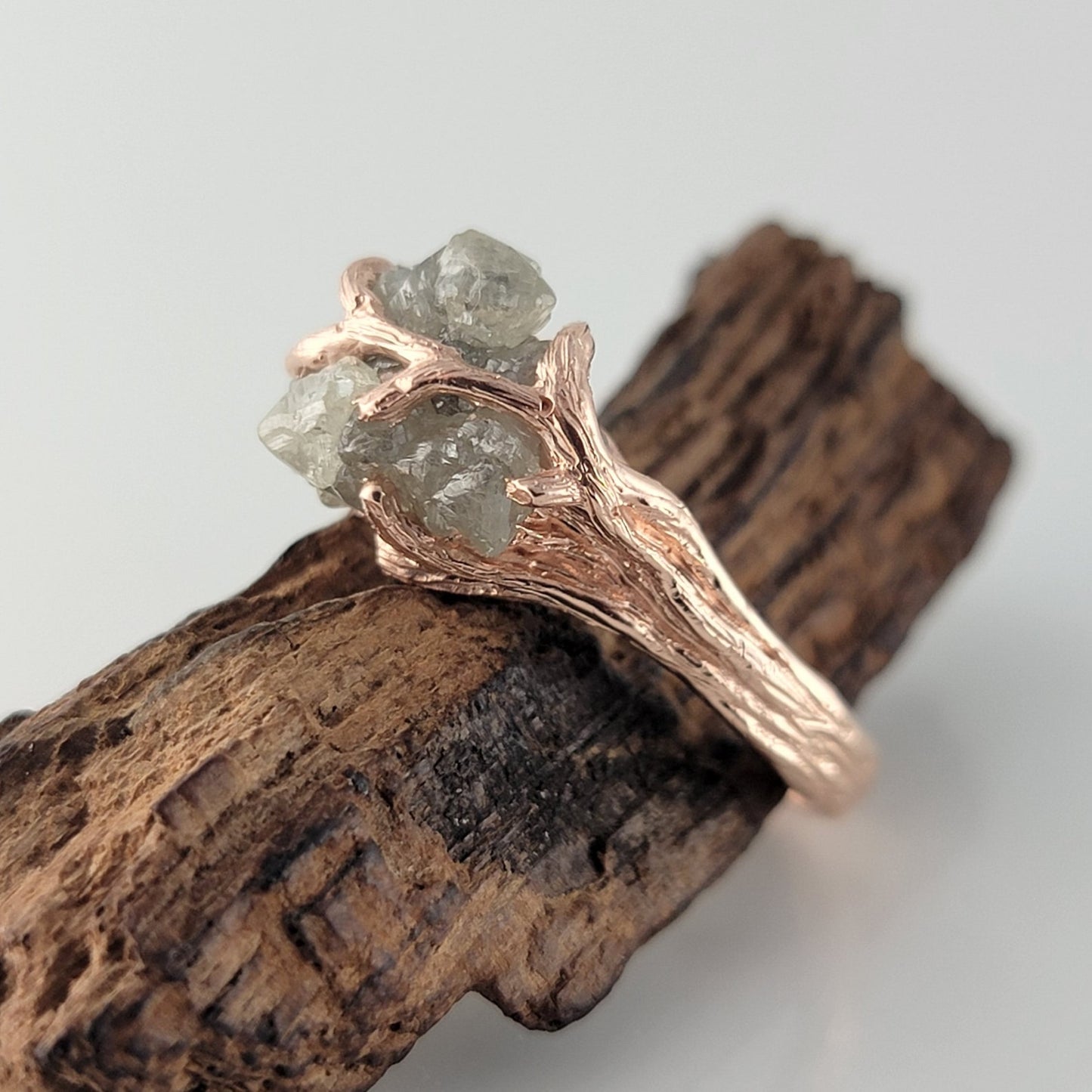 Unique Raw Diamond Engagement Ring – Natural Twig Branch Setting