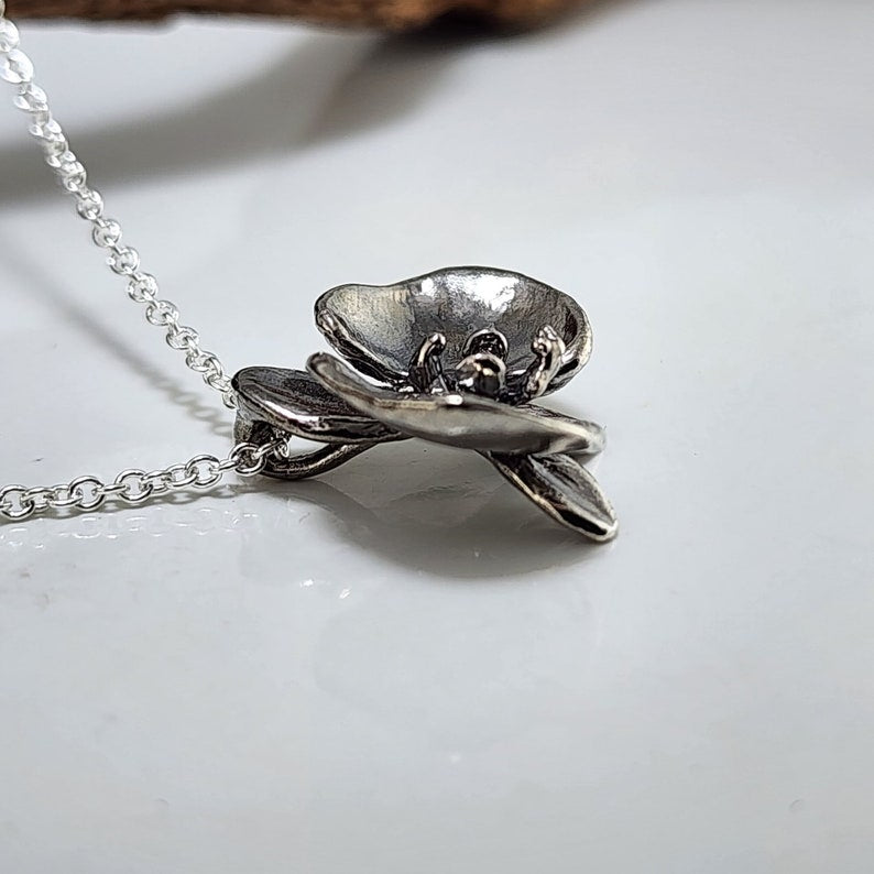Hand-Sculpted Sterling Silver Phalaenopsis Orchid Pendant - DV Jewelry Designs #