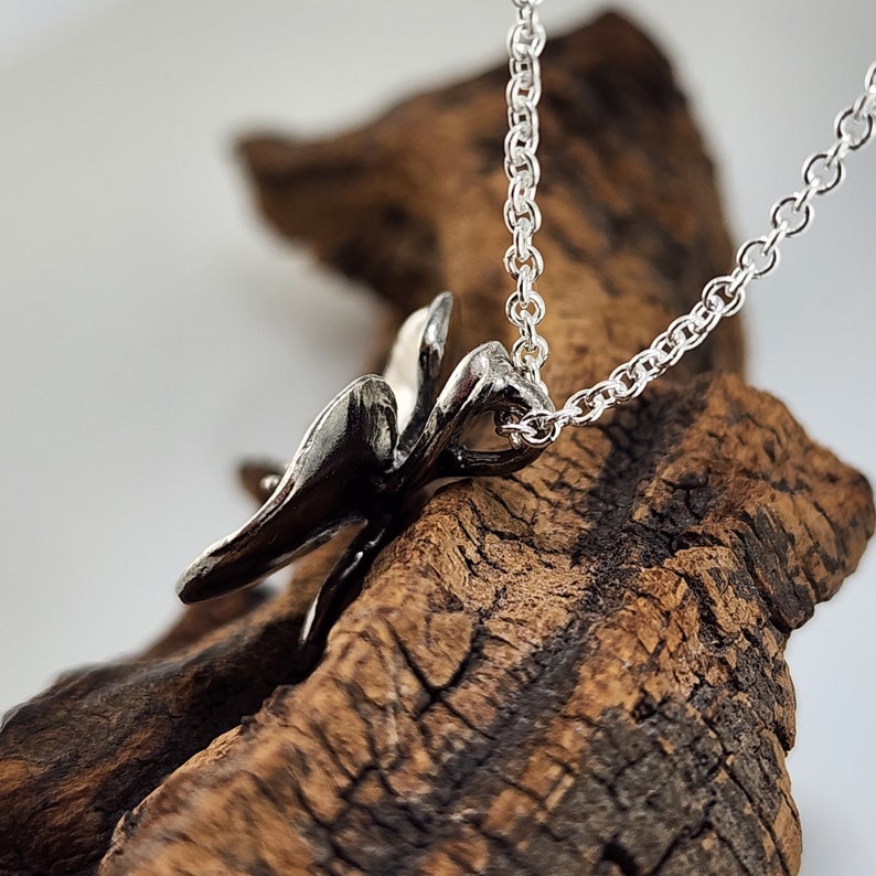 Hand-Sculpted Sterling Silver Phalaenopsis Orchid Pendant - DV Jewelry Designs #