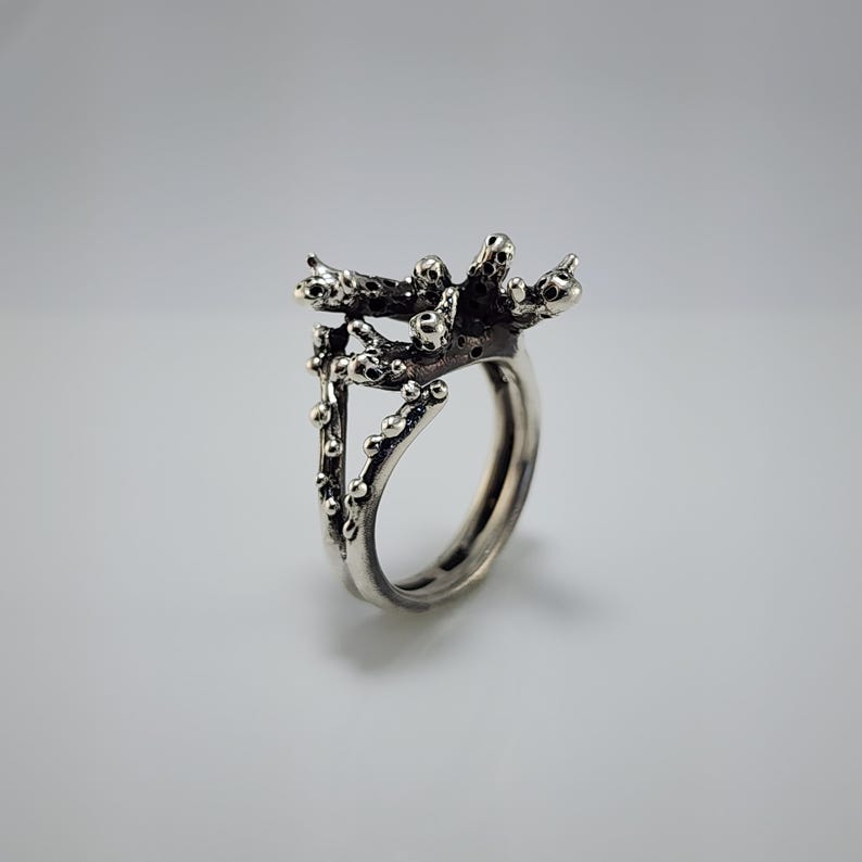 Sterling Silver Beach Coral Ring | Statement Jewelry - DV Jewelry Designs #