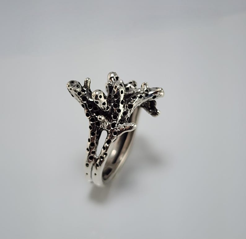 Sterling Silver Beach Coral Ring | Statement Jewelry - DV Jewelry Designs #