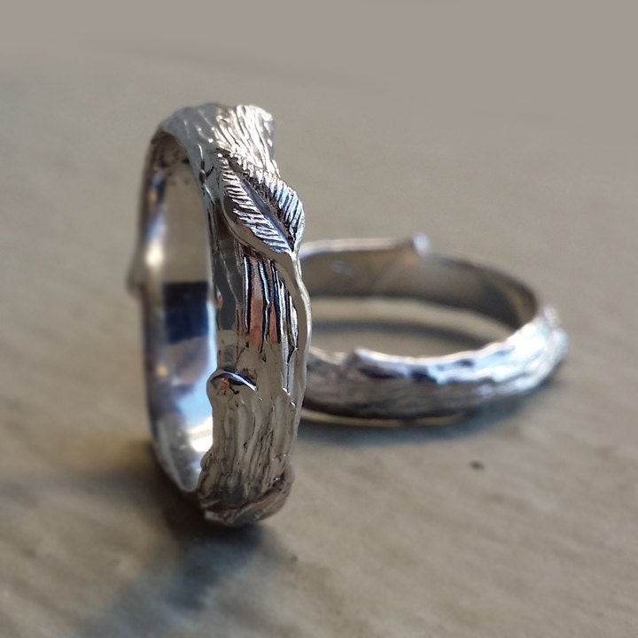 Unisex Twig Wedding Band Set