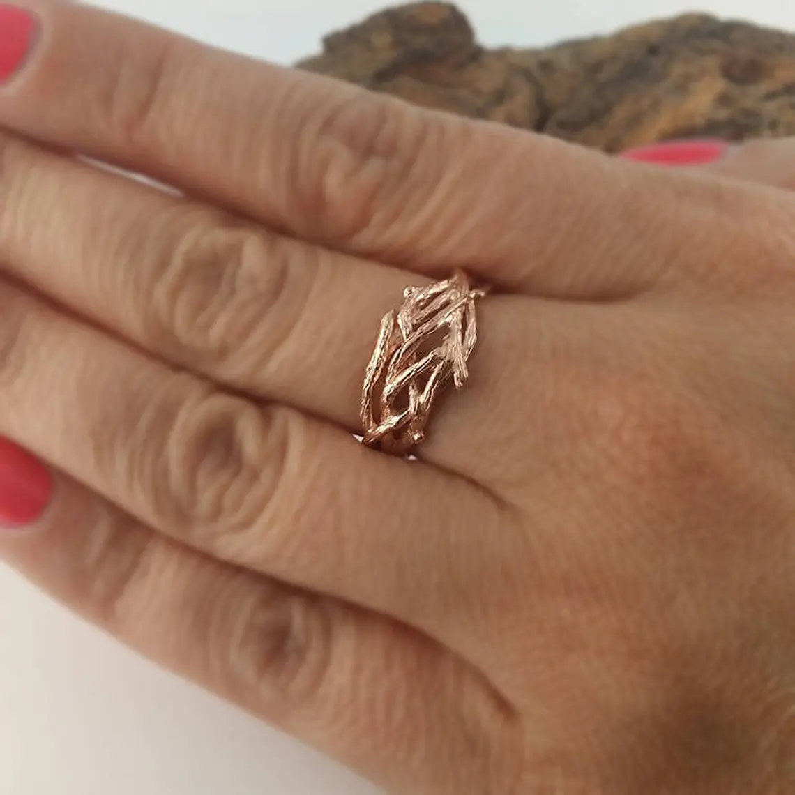 Handmade Branch Wedding Band: Nature-Inspired Ring - DV Jewelry Designs #